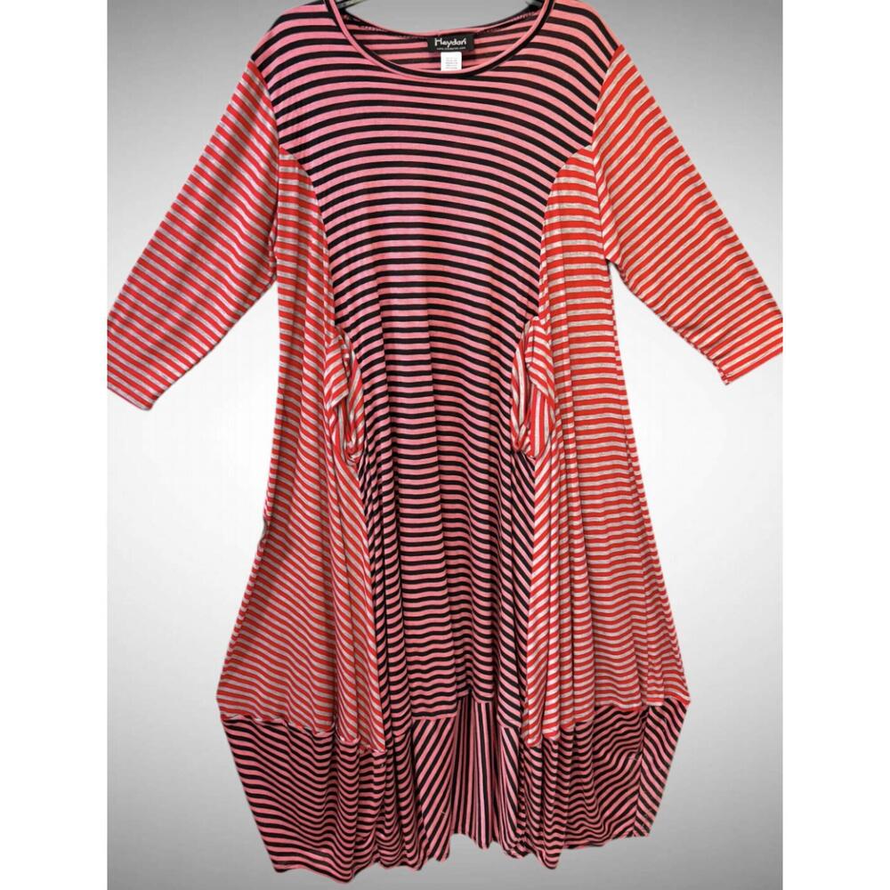 NEW HEYDARI women's striped dress in pink/gray stripe